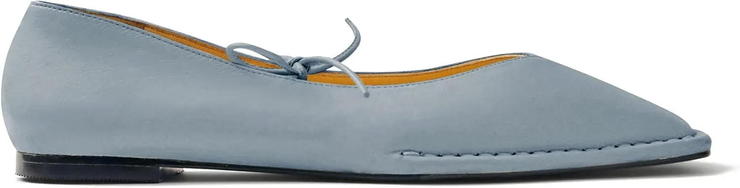 Square Toe Ballet Flats for Women Lace Up Cute Flats Comfortable Ballerina Flats