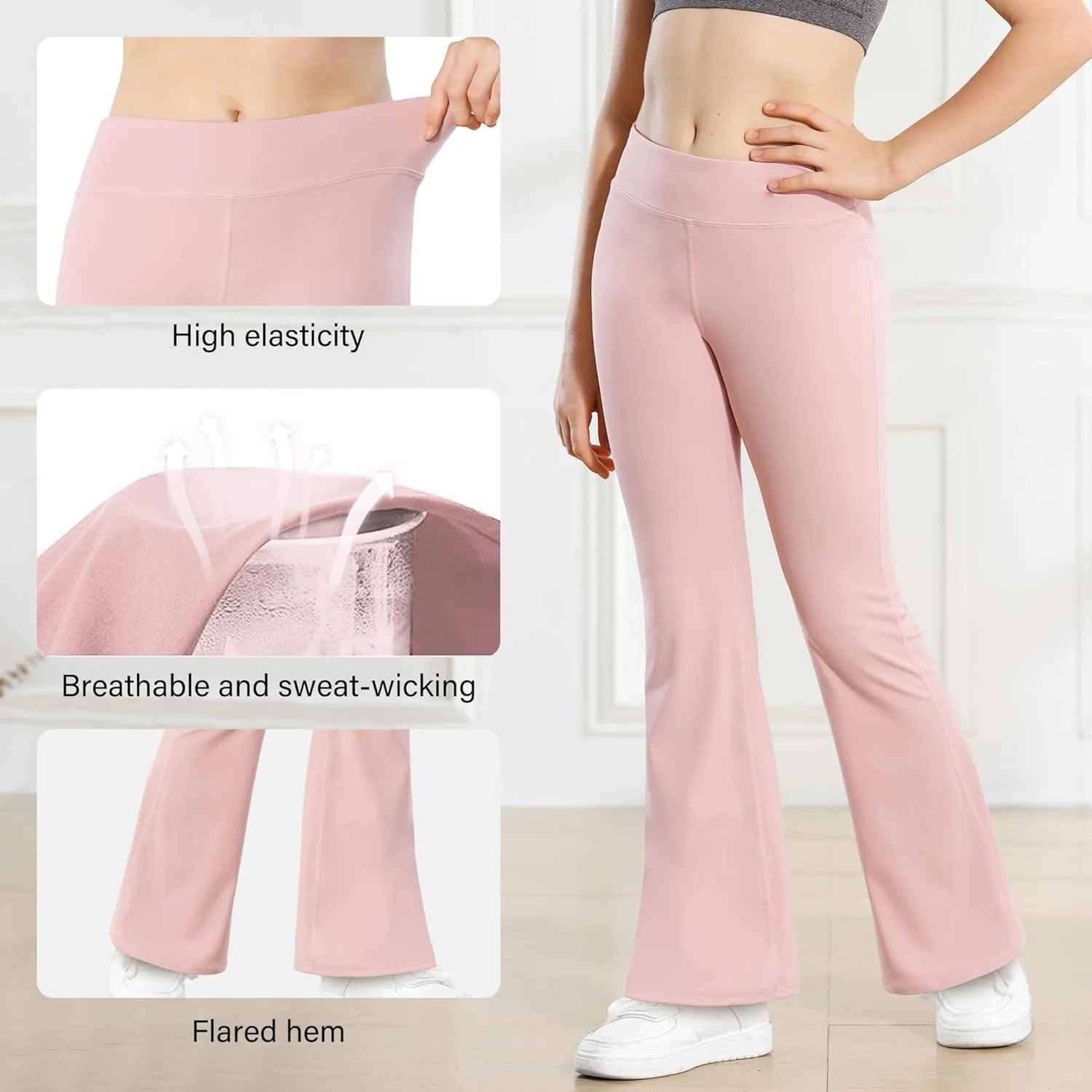 Stelle Girl's Flare Leggings High Waisted Yoga Pants Bootcut Dance Casual Pants Activewear Kids Bell Bottoms