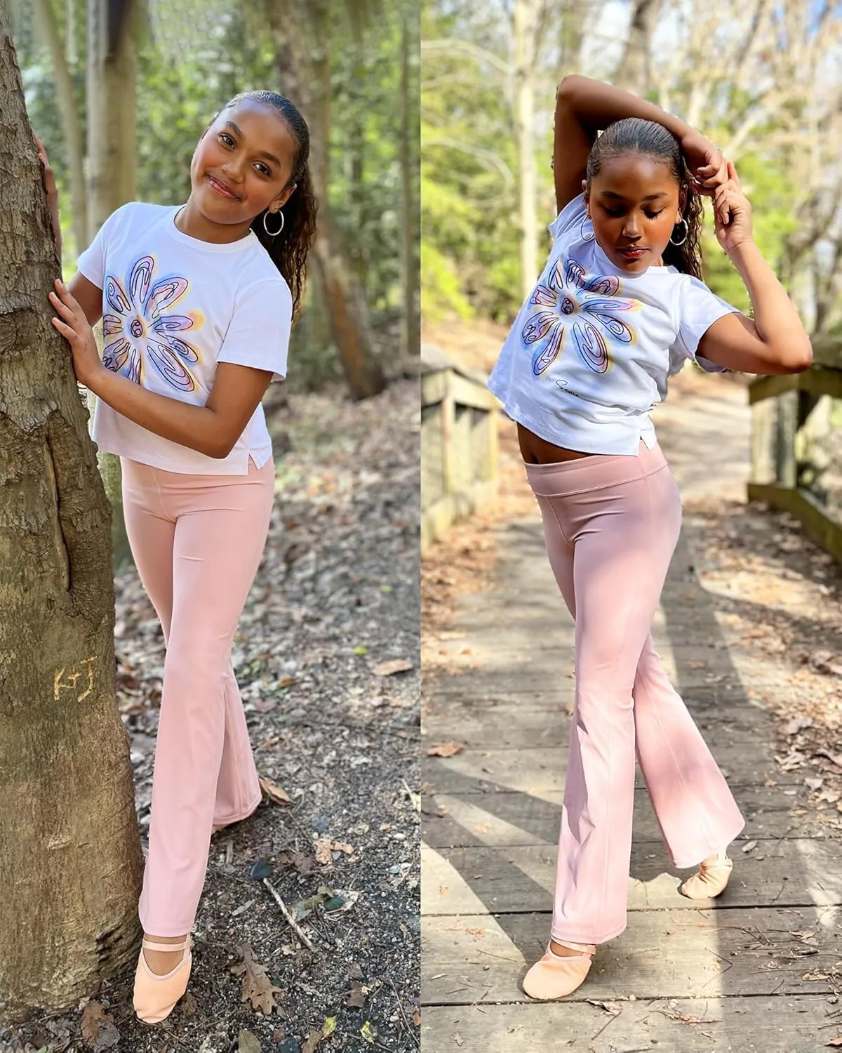 Stelle Girl's Flare Leggings High Waisted Yoga Pants Bootcut Dance Casual Pants Activewear Kids Bell Bottoms