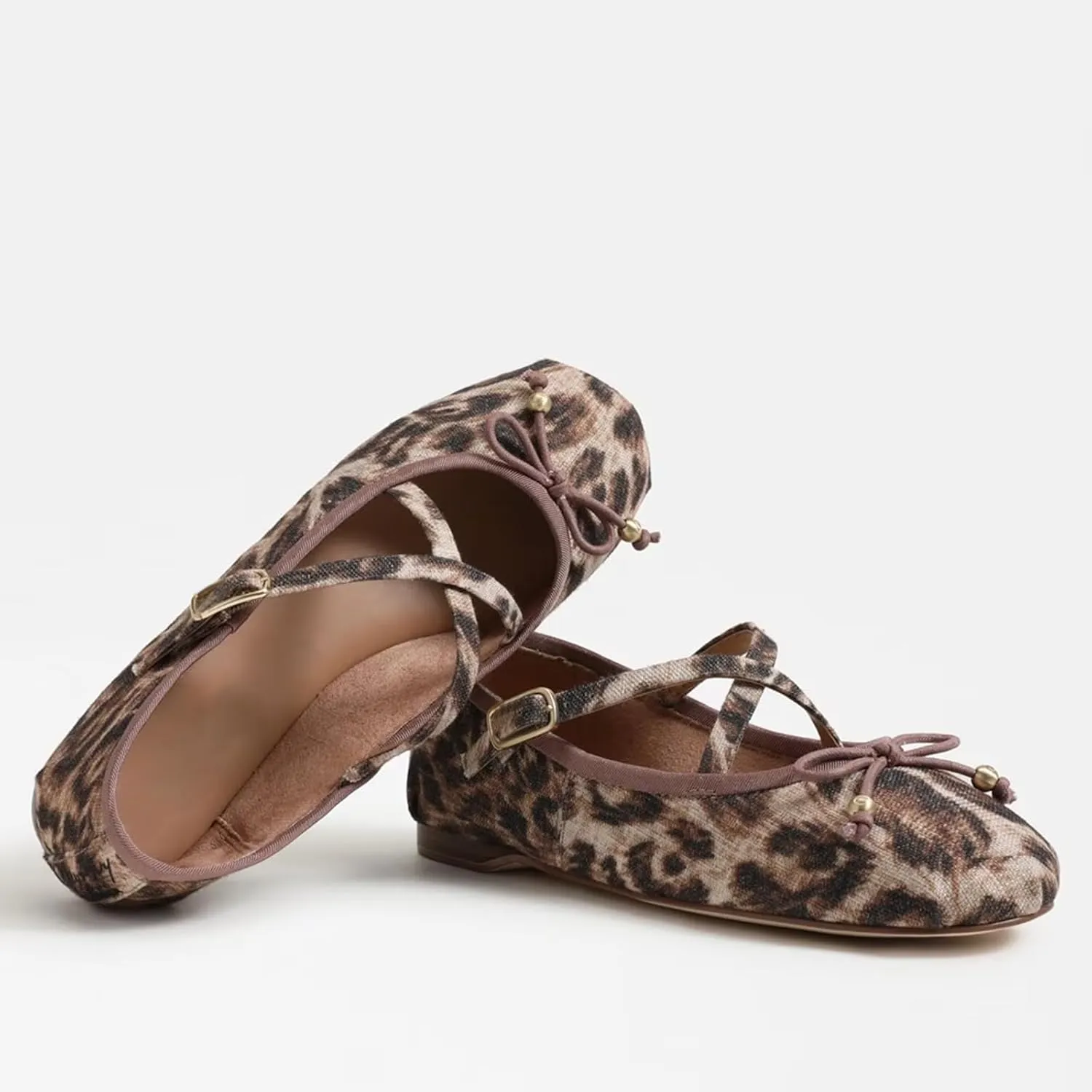 Suede Leather Ballet Flats Shoes for Women Cute Round Toe Slip On Mary Jane Flats Comfy Ballerina Flat Shoes Causal Daily Shoes with Strap
