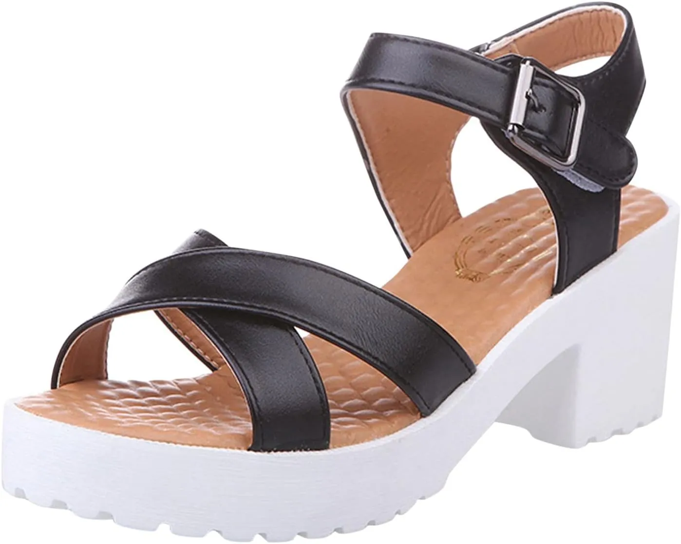 Summer Sandals for Women Heel Elastic Ankle Strap Shoes Casual Memory Foam Insole Beach Sandals 2025