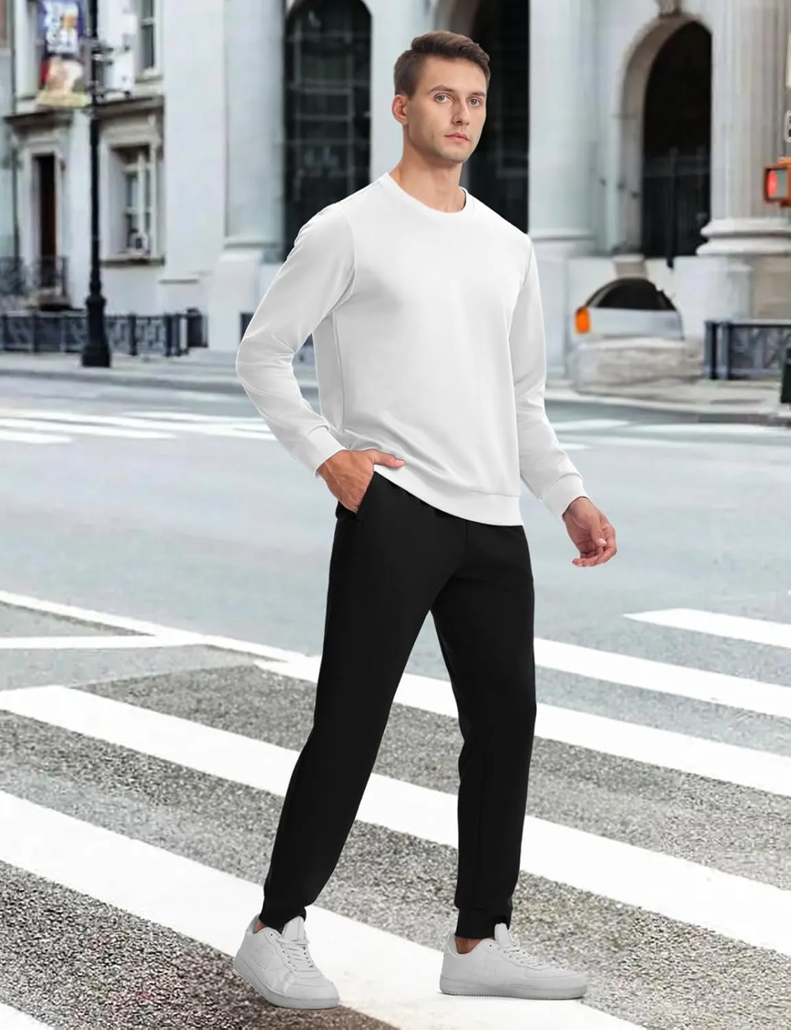 TBMPOY Mens Sweatsuits 2 Piece Set Tracksuits Jogging Outfits Long Sleeve Tops Jogger Pants Sweat Track Suits Casual Athletic