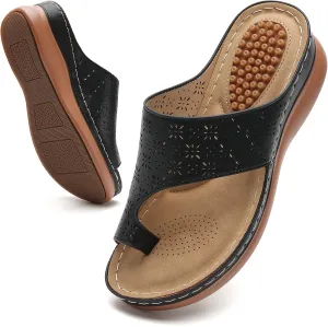 Tilocow Sandals Women Wedge Shoes - Orthopedic Comfortable Arch Support Platform Sandals for Women Wedge Summer Dressy Flip Flop Casual Bunion Breathable Shoes