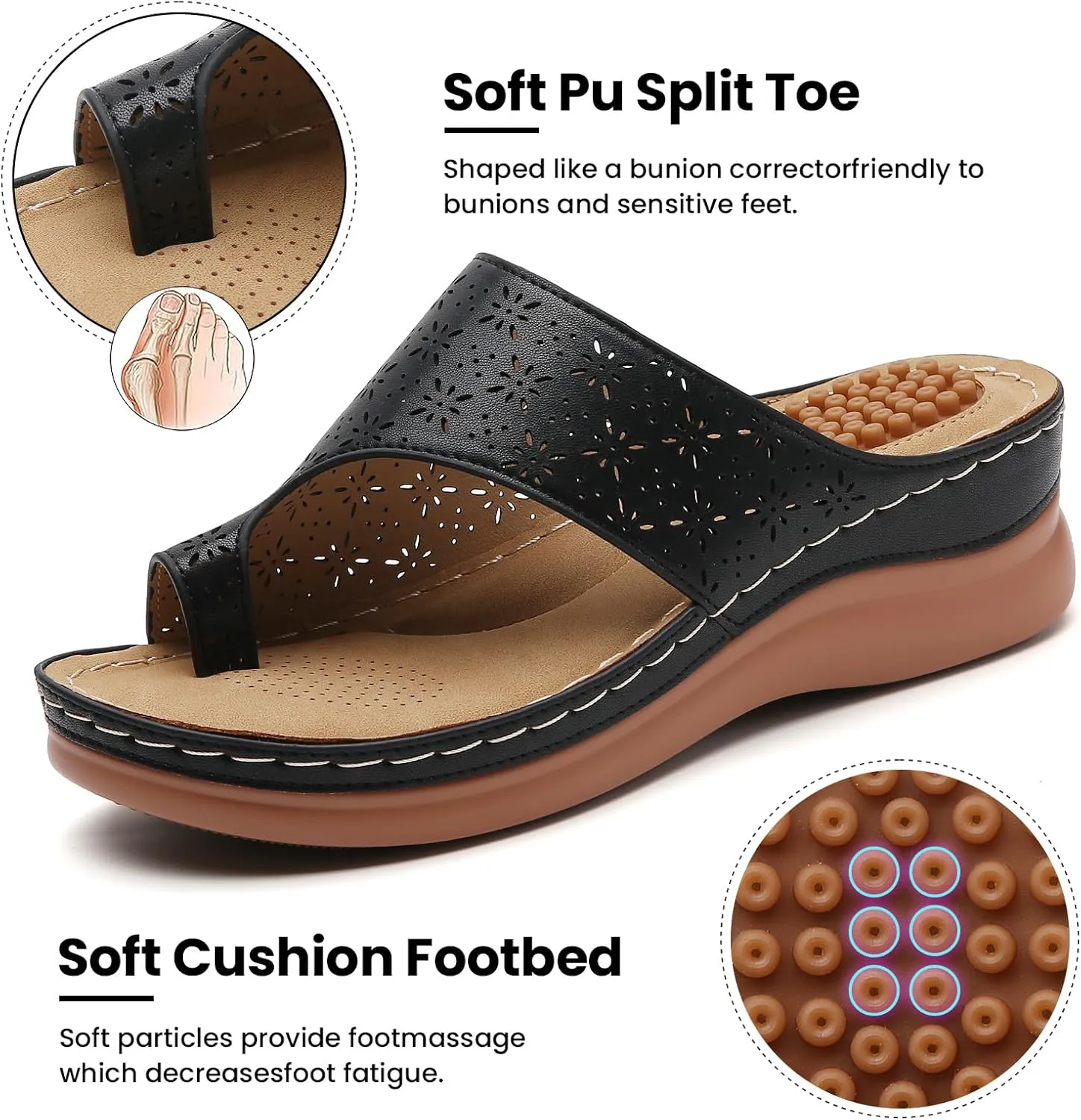 Tilocow Sandals Women Wedge Shoes - Orthopedic Comfortable Arch Support Platform Sandals for Women Wedge Summer Dressy Flip Flop Casual Bunion Breathable Shoes