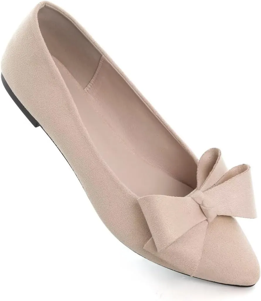 TN TANGNEST Women Classical Bowknot Flats Comfort Slip-on Pointed Toe Dress Shoes Walking Flats