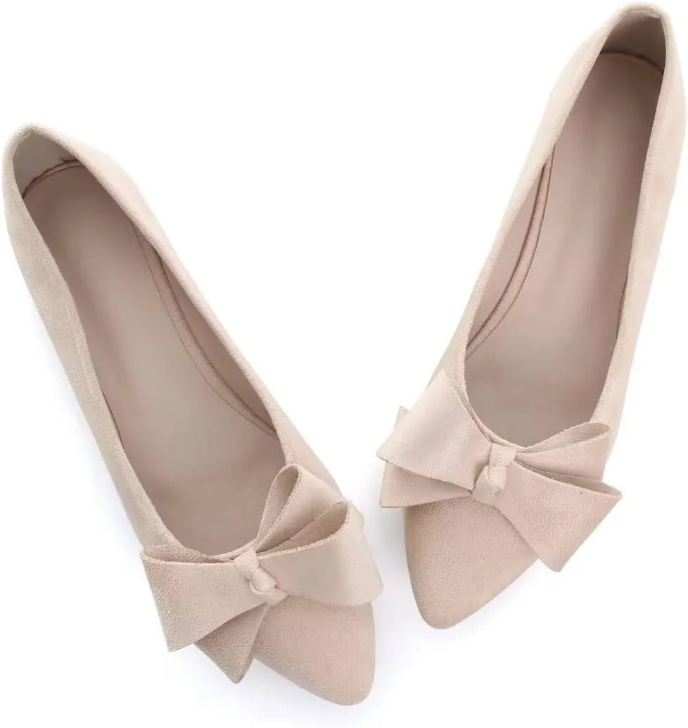 TN TANGNEST Women Classical Bowknot Flats Comfort Slip-on Pointed Toe Dress Shoes Walking Flats