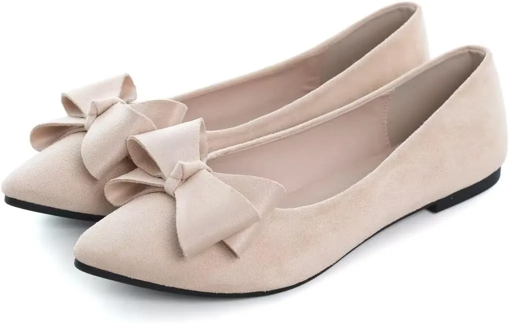 TN TANGNEST Women Classical Bowknot Flats Comfort Slip-on Pointed Toe Dress Shoes Walking Flats