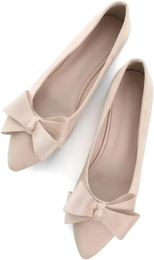 TN TANGNEST Women Classical Bowknot Flats Comfort Slip-on Pointed Toe Dress Shoes Walking Flats
