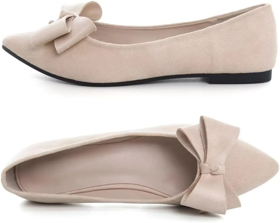 TN TANGNEST Women Classical Bowknot Flats Comfort Slip-on Pointed Toe Dress Shoes Walking Flats