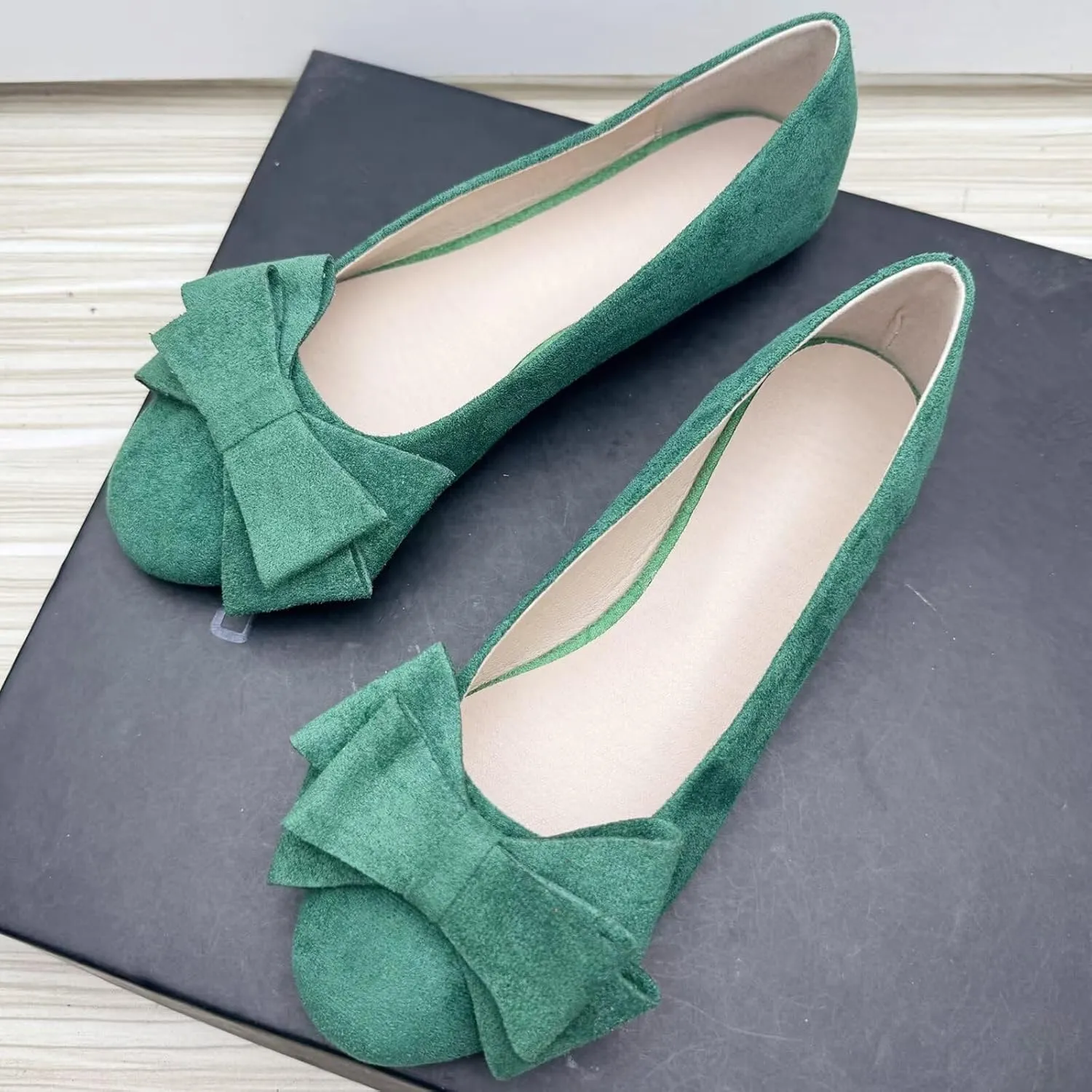 TN TANGNEST Women's Comfortable Pointed Toe Bowknot Flats Slip On Loafers Casual Flats