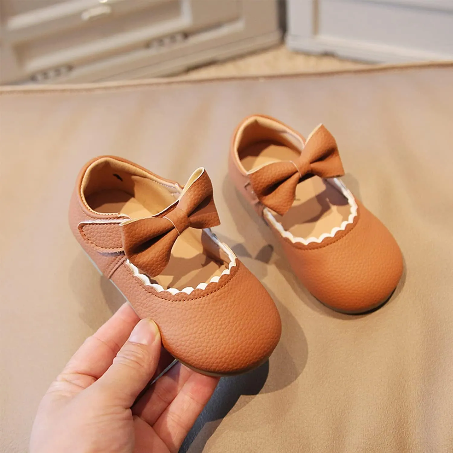 Toddler Girl Dress Shoes Mary Jane Ballerina Flats Party School Shoes Bowknot Wedding Princess Shoes