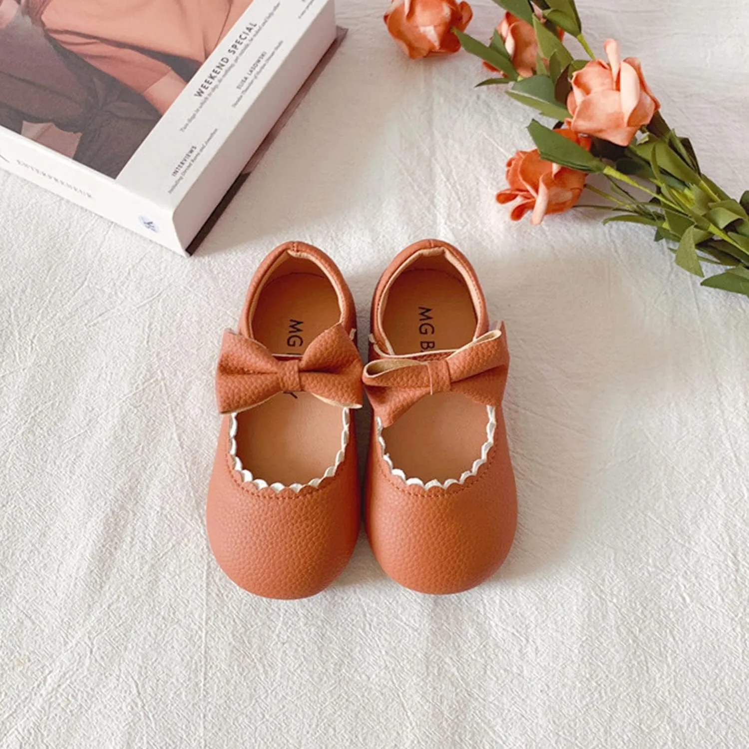 Toddler Girl Dress Shoes Mary Jane Ballerina Flats Party School Shoes Bowknot Wedding Princess Shoes