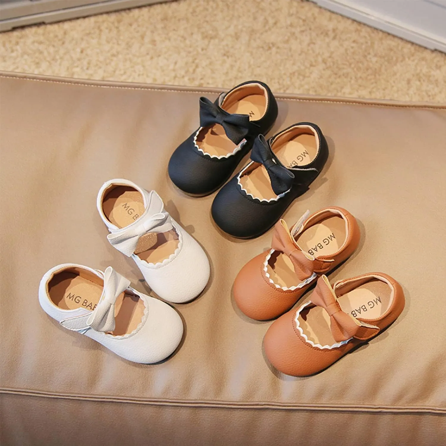 Toddler Girl Dress Shoes Mary Jane Ballerina Flats Party School Shoes Bowknot Wedding Princess Shoes