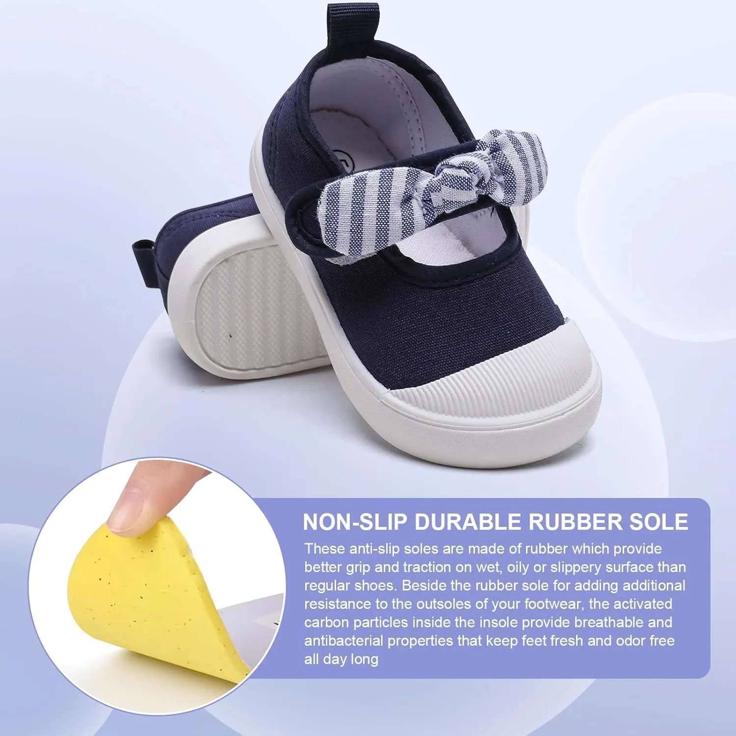 Toddler Girl's Canvas Sneakers Bowknot Mary Jane Flat Shoes for Kids School Uniform Shoes Dress Shoes…