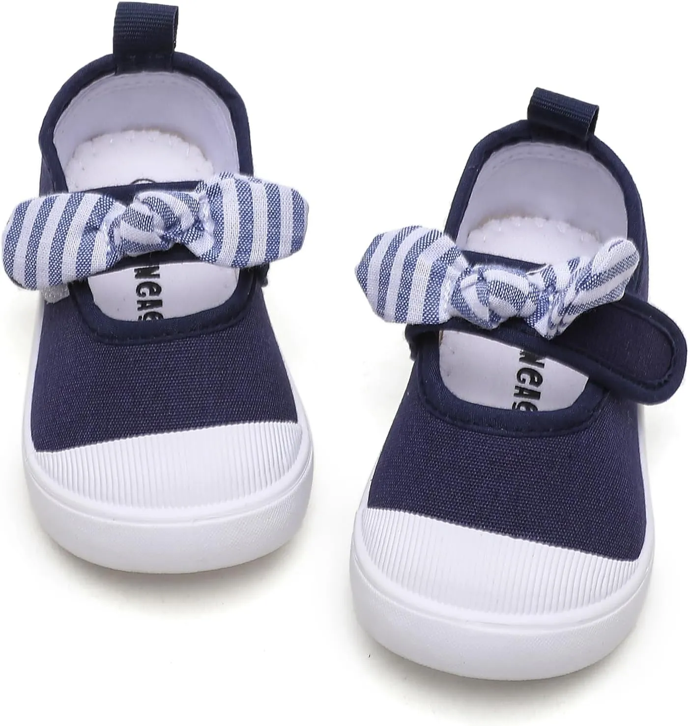 Toddler Girl's Canvas Sneakers Bowknot Mary Jane Flat Shoes for Kids School Uniform Shoes Dress Shoes…