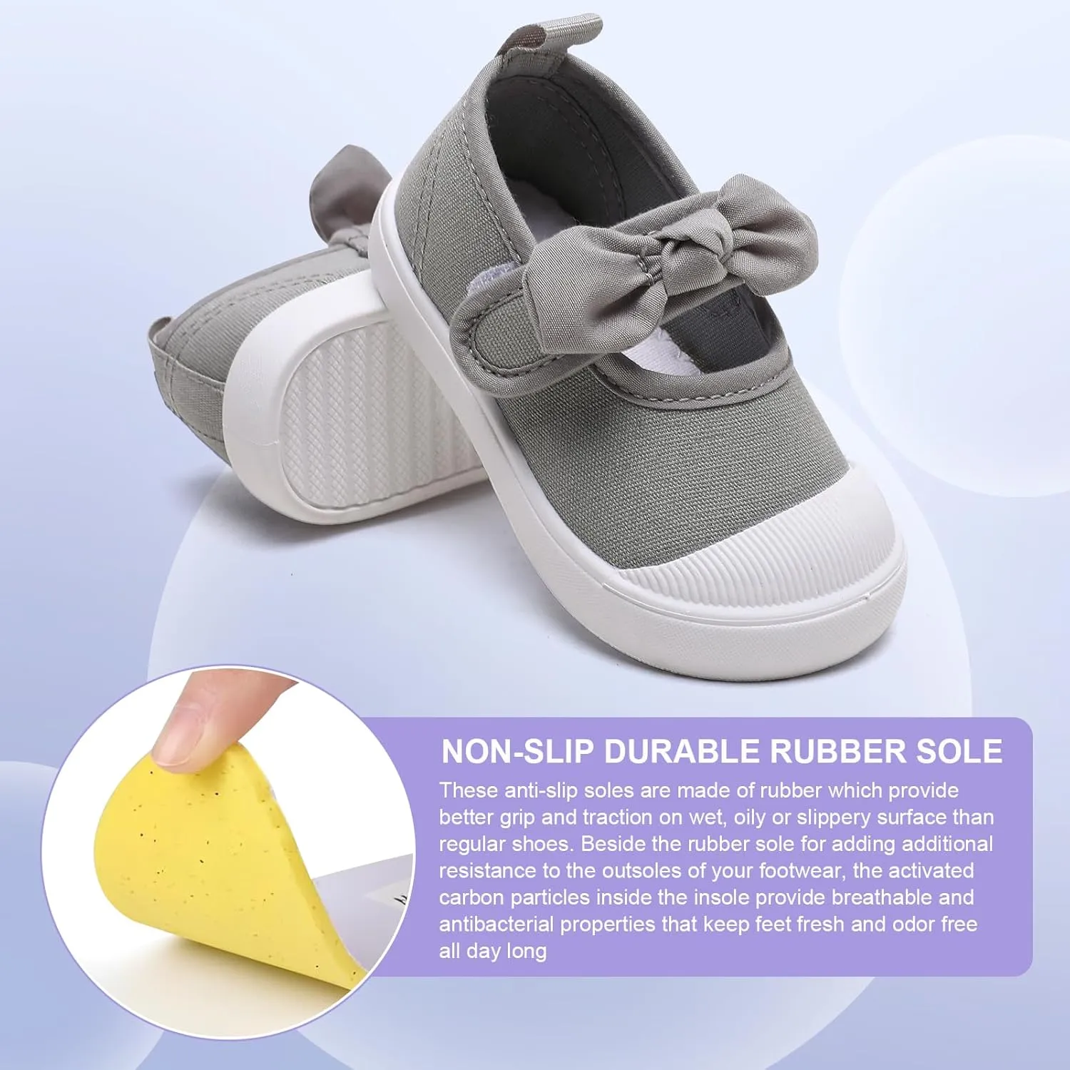 Toddler Girl's Canvas Sneakers Bowknot Mary Jane Flat Shoes for Kids School Uniform Shoes Dress Shoes…