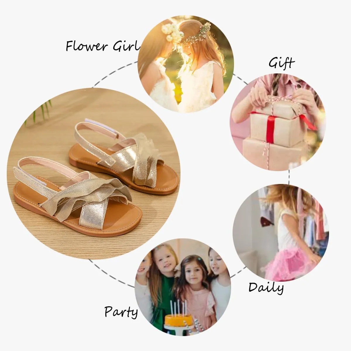 Toddler Girls Sandals Summer Flats Dress Shoes for Baby Little Kids Girl
