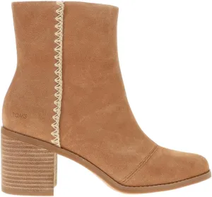 TOMS Womens Evelyn Round Toe Zippered Casual Boots Ankle Mid Heel 2-3" - Brown