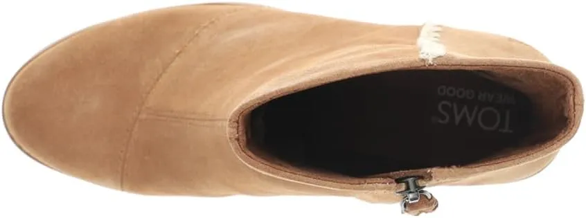 TOMS Womens Evelyn Round Toe Zippered Casual Boots Ankle Mid Heel 2-3" - Brown