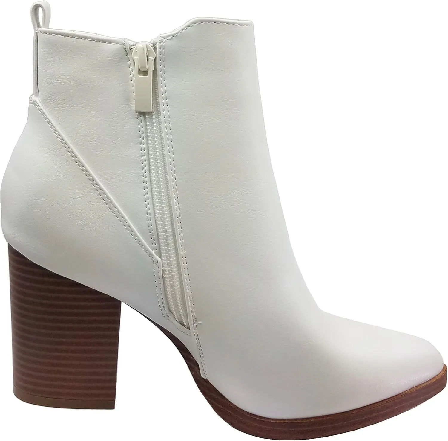 TOP Moda Womens Ankle Boots Chunky Stacked Mid Heel Elastic Chelsea