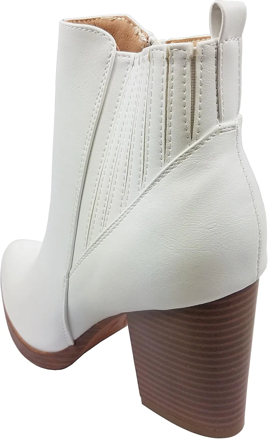 TOP Moda Womens Ankle Boots Chunky Stacked Mid Heel Elastic Chelsea