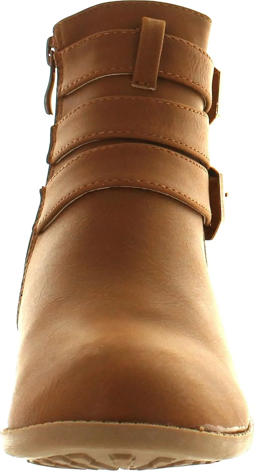 TOP Moda Womens Ankle Boots Chunky Stacked Mid Heel Elastic Chelsea