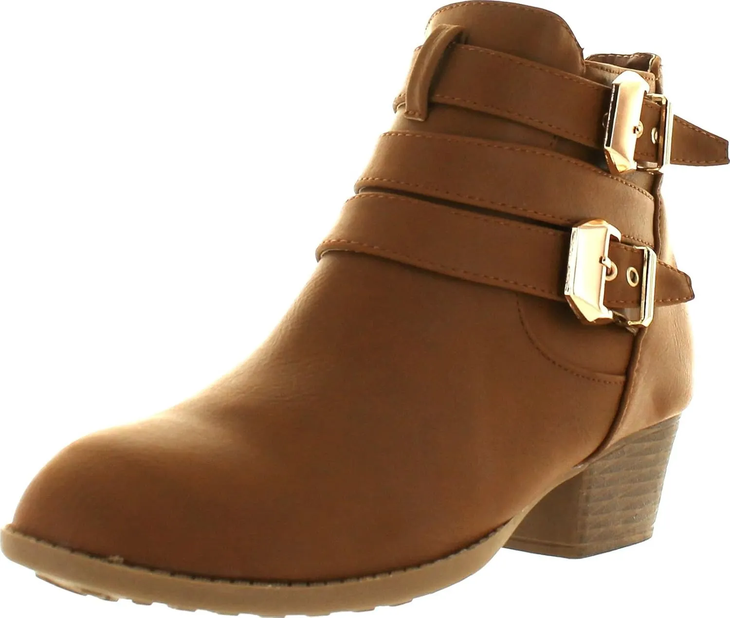 TOP Moda Womens Ankle Boots Chunky Stacked Mid Heel Elastic Chelsea