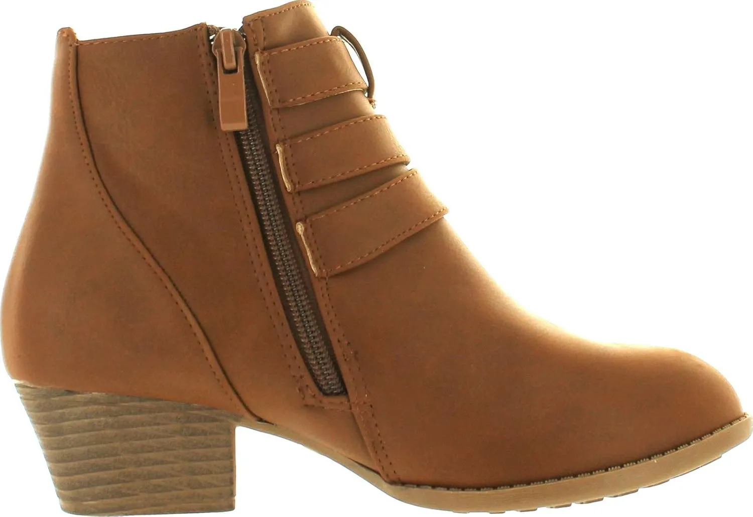 TOP Moda Womens Ankle Boots Chunky Stacked Mid Heel Elastic Chelsea