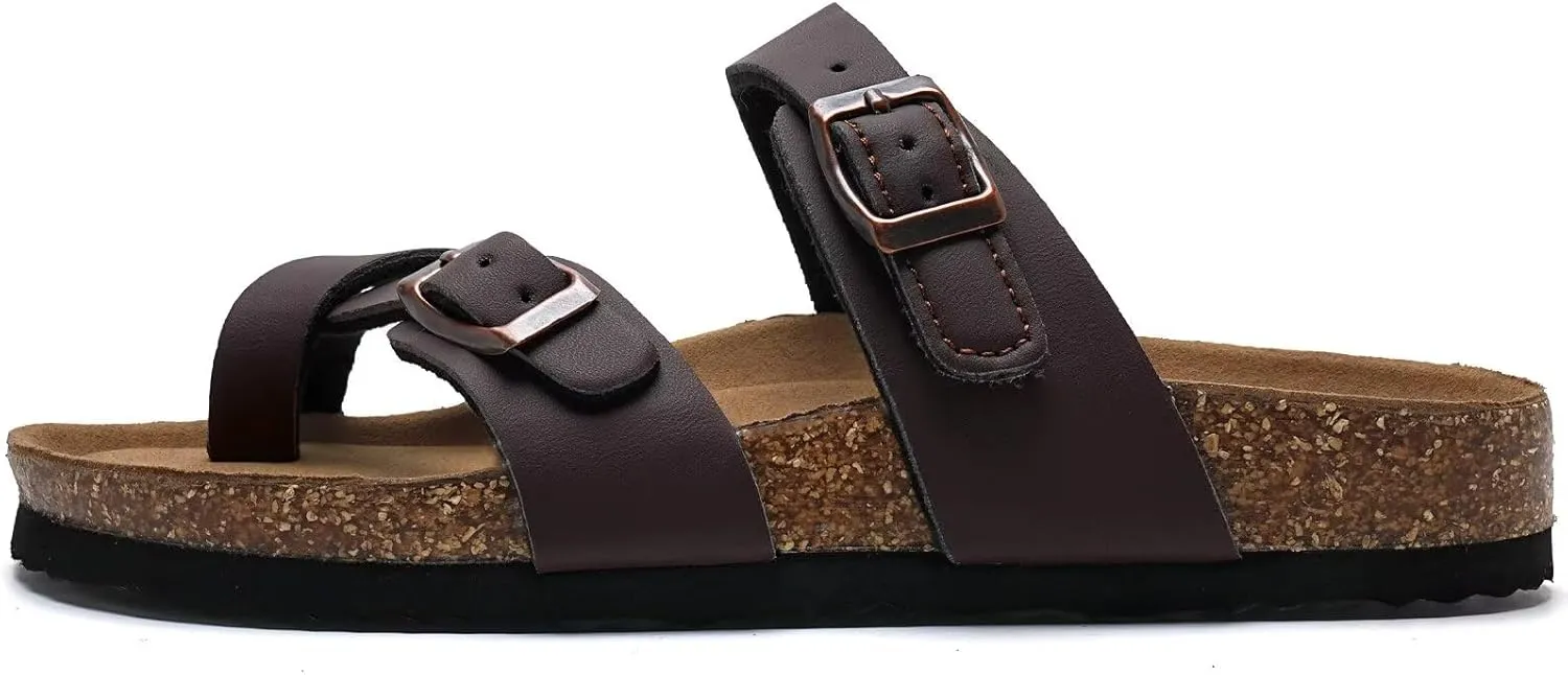 Torotto Boys Girls Sandals with Cork Footbed Adjustable Buckle Casual Flip Flops Sandals Open Toes Flat for Kids Toddler