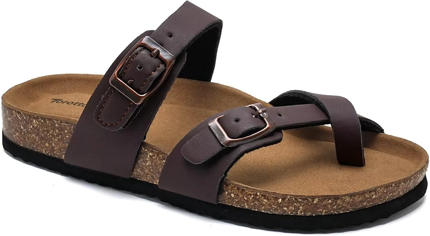 Torotto Boys Girls Sandals with Cork Footbed Adjustable Buckle Casual Flip Flops Sandals Open Toes Flat for Kids Toddler
