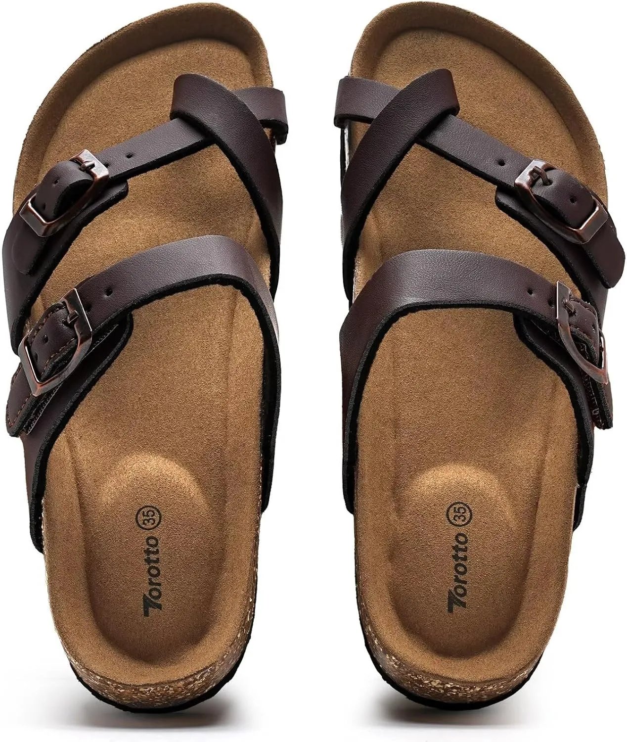 Torotto Boys Girls Sandals with Cork Footbed Adjustable Buckle Casual Flip Flops Sandals Open Toes Flat for Kids Toddler