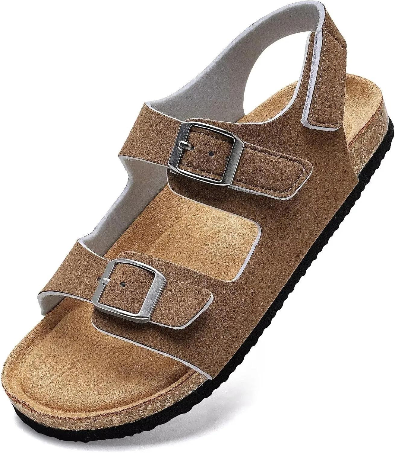 Torotto Toddler Kids Sandals Boys Girls Cork Footbed Sandals with Adjustable Buckle Casual Slides Open Toes Flat
