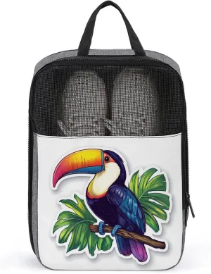 Travel Shoe Bags Waterproof Portable Shoe Storage Pouch with Dual Zipper Handles Waterproof Breathable Durable Mesh Desig Travel Shoe Case Organizer for Travel And Home Use Shoe Bag Vibrant Beak