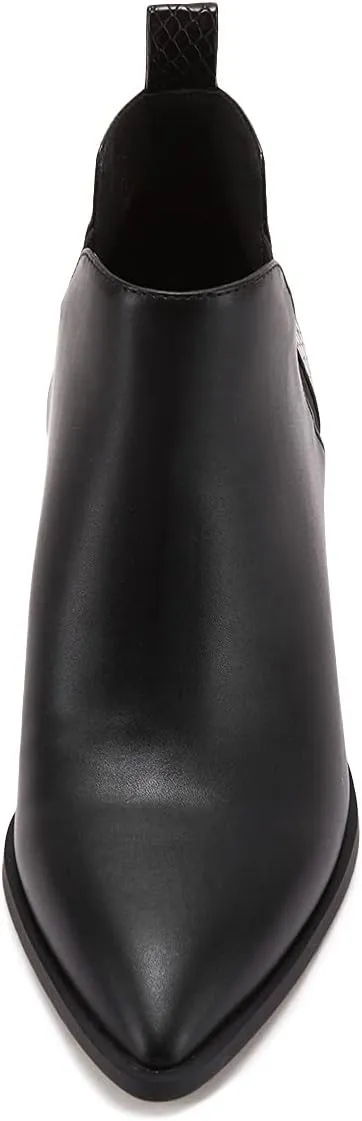 Trish Lucia Womens Ankle Boots Pointed Toe Stacked Chunky Heel Slip on Chelsea Short Booties