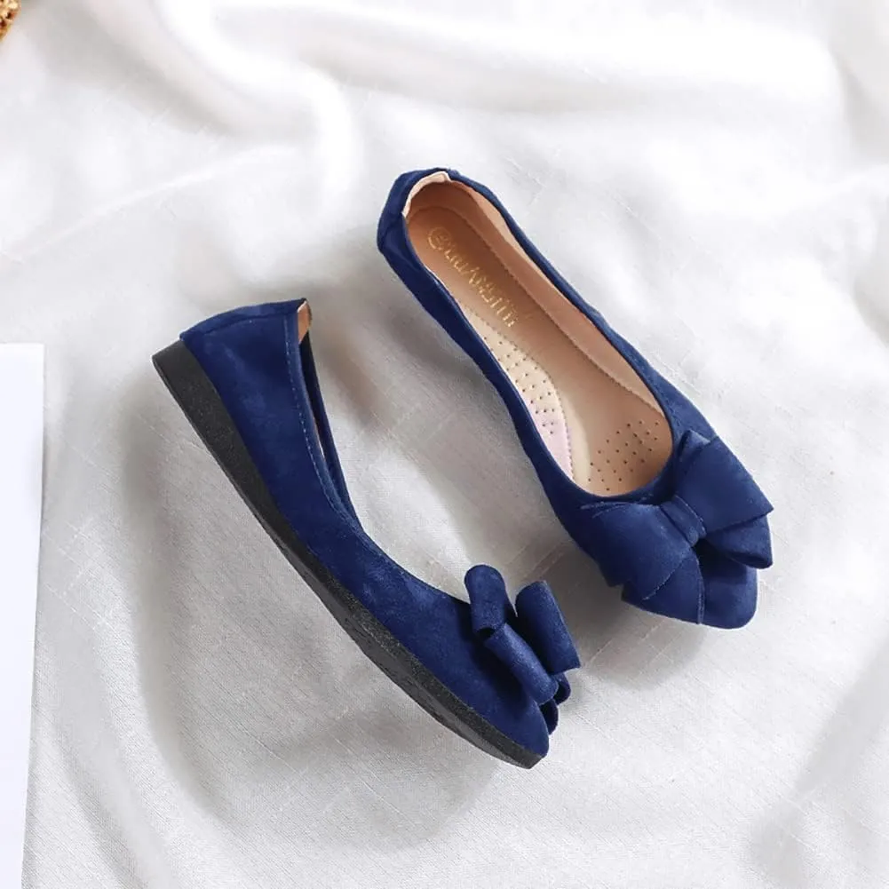 Unifizz Women’s Foldable Ballet Flats Casual Pointed Toe Comfort Soft Suede Slip On Dress Shoes Nude Flats Roll Up Shoes
