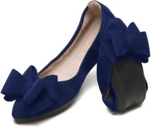 Unifizz Women’s Foldable Ballet Flats Casual Pointed Toe Comfort Soft Suede Slip On Dress Shoes Nude Flats Roll Up Shoes