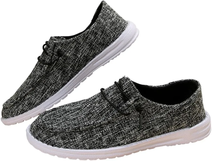 Unisex Aztec Pattern Canvas Loafers Elastic Strips Closure Slip-on Sneakers Comfort Easy-Walking Boat Couple Shoes Ultralight Breathable Sports Shoes for Women/Men Adults/Teenagers, Green/Blue/Yellow