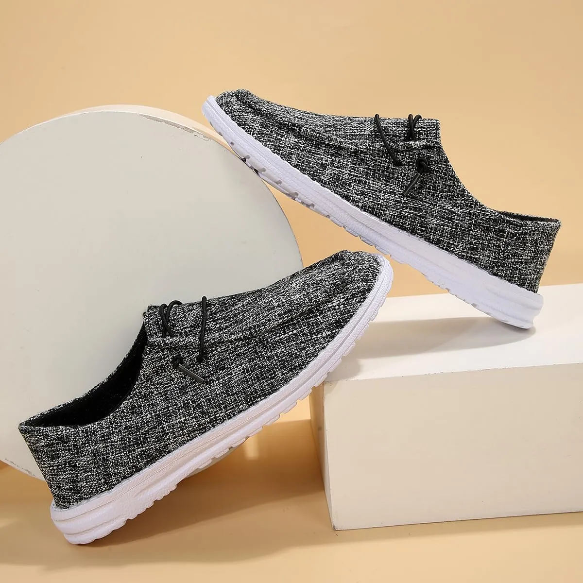 Unisex Aztec Pattern Canvas Loafers Elastic Strips Closure Slip-on Sneakers Comfort Easy-Walking Boat Couple Shoes Ultralight Breathable Sports Shoes for Women/Men Adults/Teenagers, Green/Blue/Yellow