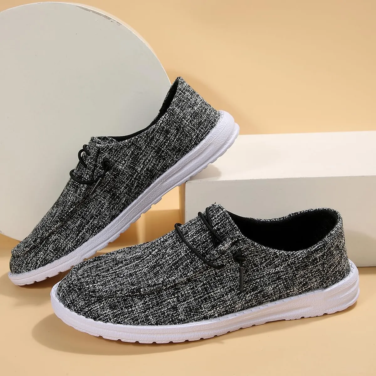 Unisex Aztec Pattern Canvas Loafers Elastic Strips Closure Slip-on Sneakers Comfort Easy-Walking Boat Couple Shoes Ultralight Breathable Sports Shoes for Women/Men Adults/Teenagers, Green/Blue/Yellow