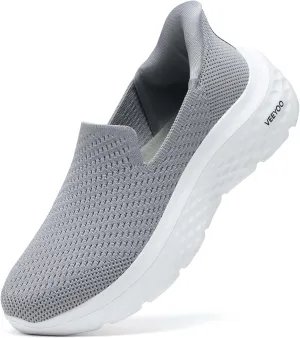 VEEYOO ZURIN Womens Slip On Walking Shoes with Arch Support,Lightweight No Lace Sneakers,Non Slip Breathable Tennis Shoes,Casual Travel Work Shoes