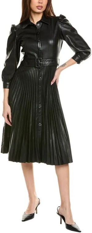 Vegan Leather Dress with Pleats by T-Tahari
