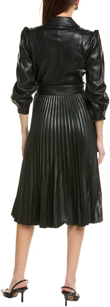 Vegan Leather Dress with Pleats by T-Tahari