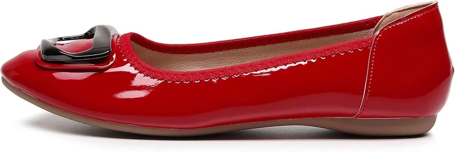 VenusCelia Women's Buckle Dance Flats Shoe