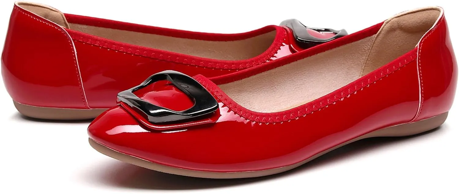 VenusCelia Women's Buckle Dance Flats Shoe