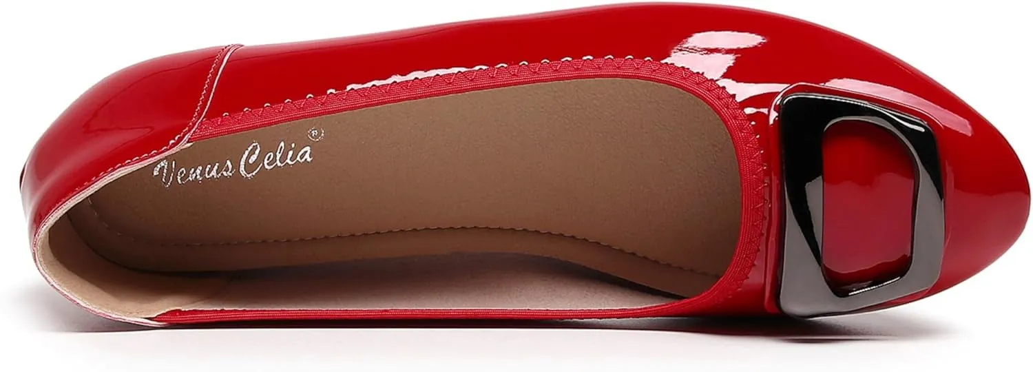 VenusCelia Women's Buckle Dance Flats Shoe