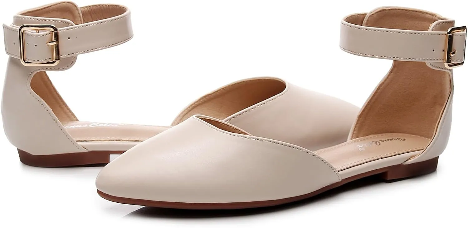 VenusCelia Women's D'Orsay Strap Flat Shoe