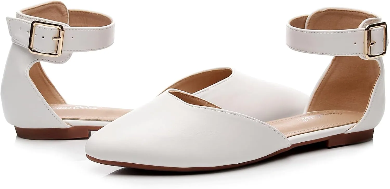 VenusCelia Women's D'Orsay Strap Flat Shoe