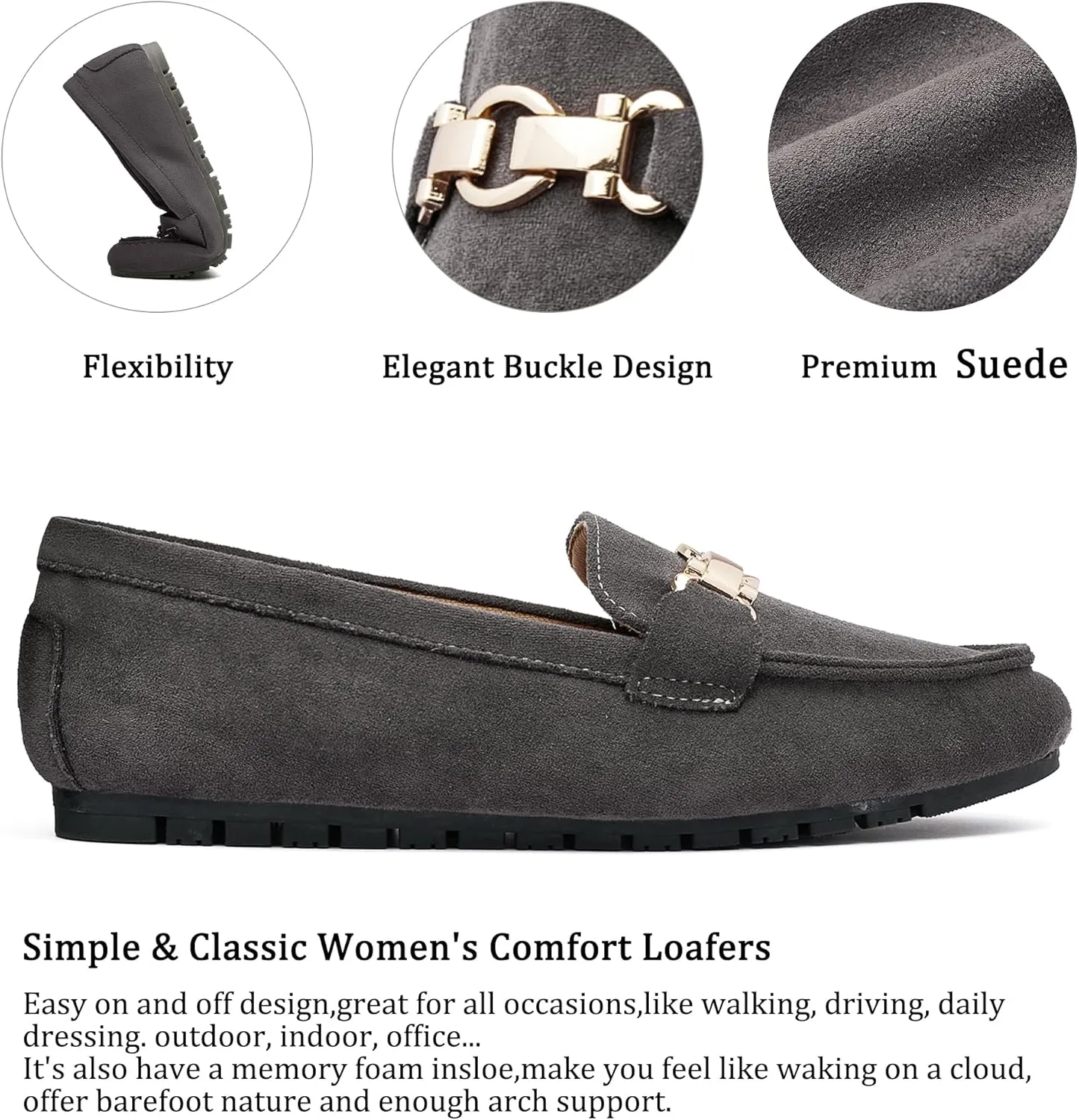 VERDASCO Women's Loafers Comfort Slip-Ons Flat Work Shoes Casual Moccasins Penny Loafers Lady Dress Shoes