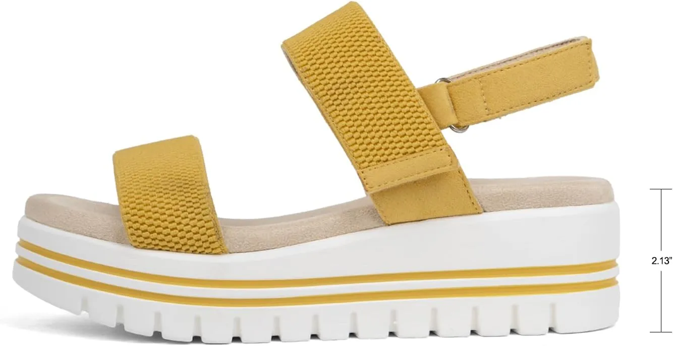 VJH confort Women's Wedge Sandals, Open Toe Ankle Strap Casual Platform Sandals