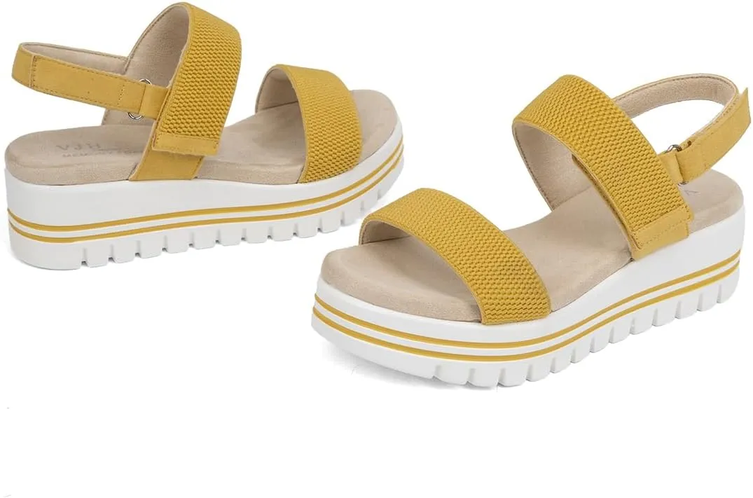 VJH confort Women's Wedge Sandals, Open Toe Ankle Strap Casual Platform Sandals